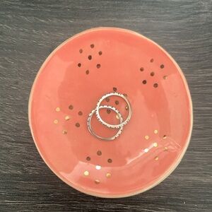 Handmade Ring Dish - Coral and Gold